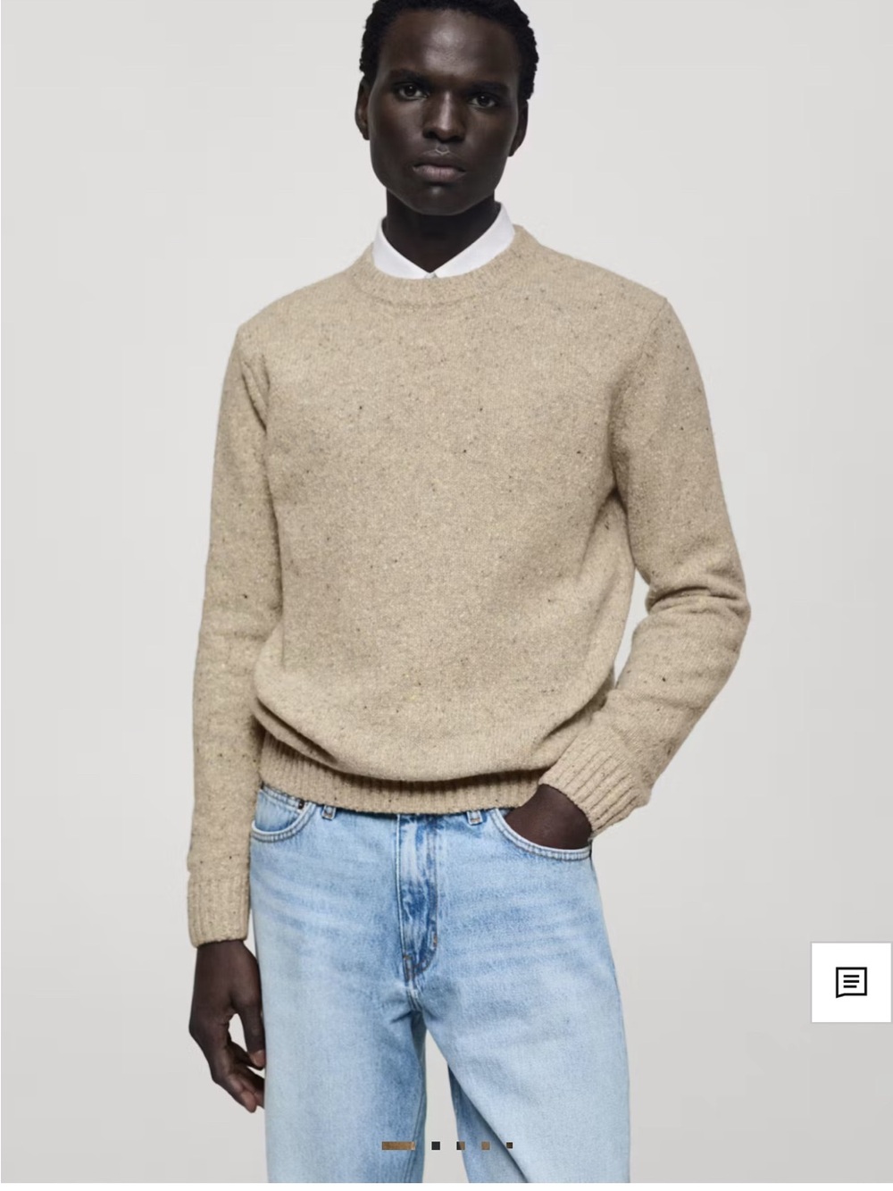 Mango Men's WOOL KNITTED Sweater in Beige